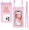 Guzack Waterproof Phone Pouch Bag, IPX8 Underwater Phone Case Floating Phone Holder for iPhone 16 15 14 13 12 11 Pro Max Plus Galaxy Samsung S25/24/23 Ultra Vacation Beach Swimming Dry Bag Pink