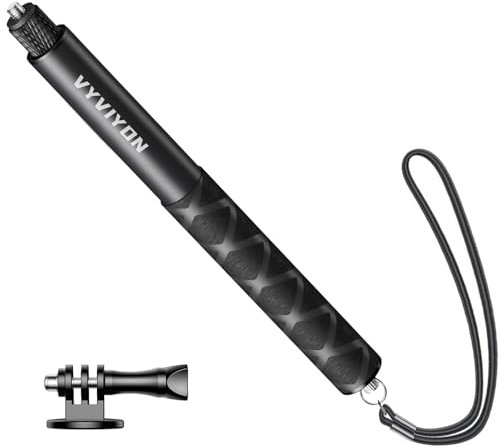 114 cm Unsichtbarer Selfie-Stick, 7-Stange Action-Kamera-Stick für Insta360 X5, Ausziehbarer 1/4-Handheld-Pole mit GoPro-Adapter, Kompatibel mit Insta360 X3, ONE X/X2, ONE R, GO 2 und GoPro Hero 12