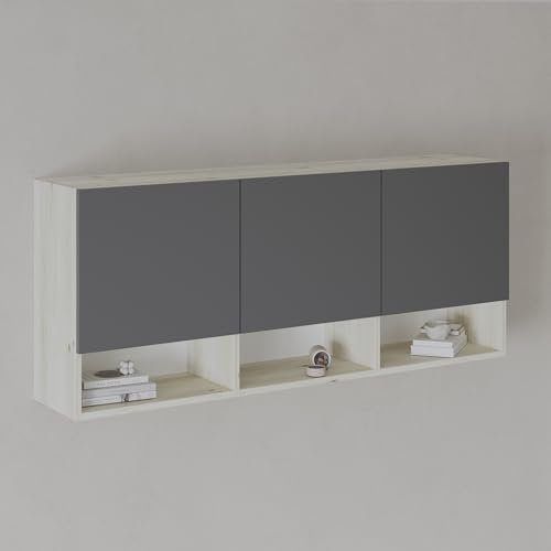 haaus Hängeschrank Malmo, 3 Türen, Weißeiche/Anthrazit, 144 x 27 x 60 cm