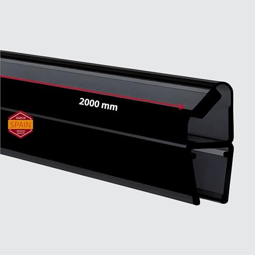 Gedotec Magnetdichtung für Duschtüren | Dichtung mit Magnet SCHWARZ | Duschdichtung 180 Grad | Glasstärke 6-8 mm | 200 cm | Magnetduschdichtung PVC | Wasserabweisprofil für Duschtrennwandsysteme