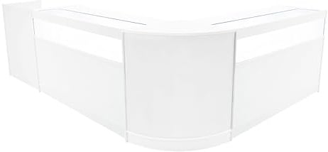White Shop Counter Set Luna LED Light B1500 CM60 TB60 150cm 60cm W Lockable Sliding Doors Keys Retail Storage Units Till Block Glass Display Showcase Cabinet Corner Jewellery Internal Shelves Lighting