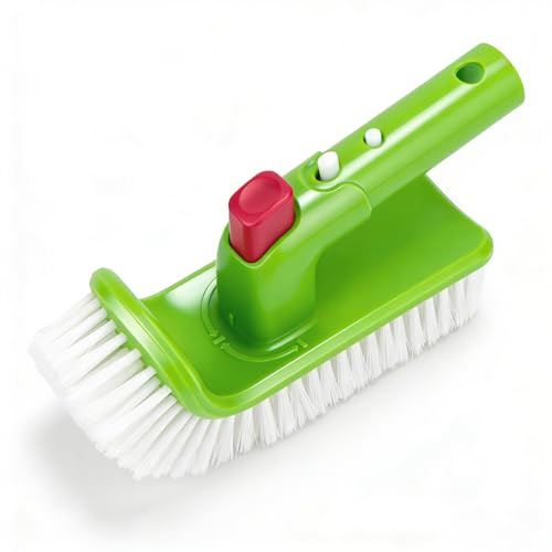 Brosse Piscine 19 cm avec Poignée Pliable 180°, Brosse Nettoyage Piscine 9 Rangées Poils Nylon, Clip EZ pour Manche Télescopique 3,2 cm, Brosse Fond Piscine Spa Jacuzzi Carrelage