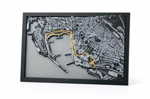 Alupedia 3D Motorsport Monaco Rennstrecken Wandbild – Hochwertiger 3D-Druck Tablo (18×24cm) – Rennkunst Deko für Wand, Büro & Geschenk