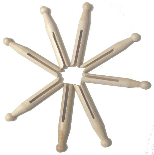 Hagspiel Rundkopfklammern, Wäscheklammern aus Holz, Buchenholz, 50 Stk, 110 mm