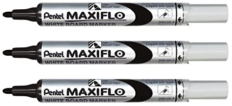 Pentel Maxiflo Rotuladores para Pizarra Blanca - Black-P - Negro