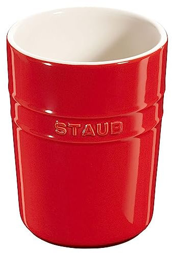 STAUB Utensilienhalter Ceramic by - Rot (Red) - Keramik - Zeitlos - 11,5 cm x 15,2 cm x 15,2 cm - 0,95 Liter - 2 Stück - Spülmaschinenfest - Made in China
