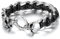 JewelryWe Herren Armband, Gothic Totenkopf Schädel Leder Linkarmband Armreif Schwarz Silber