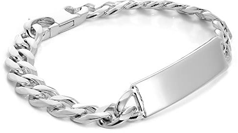 jewellerybox Sterlingsilber Schwer 9mm Panzerkette Herren Identitätsplättchen Armband