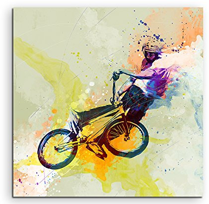 Paul Sinus Art BMX II 60x60cm Wandbild SPORTBILD Aquarell Art tolle Farben