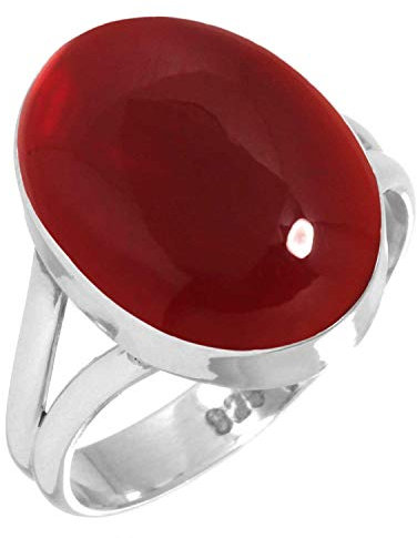 Jeweloporium Roter Granatquarz Silberring Größe 65 (20,7), 925 Sterling Silber Ring für Damen, klobiger ovaler Edelstein Boho Schmuck