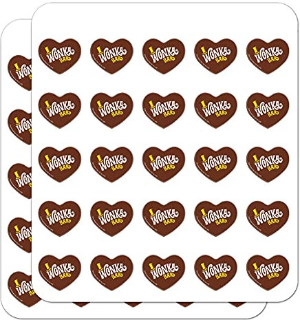 Willy Wonka und die Schokoladenfabrik Wonka Bar Logo Herz-Planer Kalender Scrapbook Craft Sticker 50 1 Stickers opak