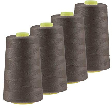 4 x 4572m Qualitäts Overlock-Garn Overlock-Nähgarn Oeko-Tex Farbe 701-740, Farbe:A702 beigegrau