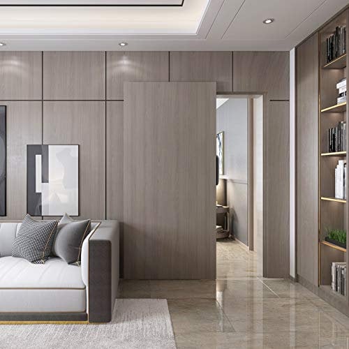 DIYHD 38 Floating Sliding Barn Door Hardware Soft Closing Interior Wall Mount Hidden Track Rolling Kit with Floor Rail (NO Door)