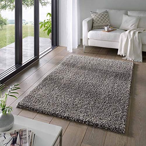 Taracarpet Shaggy Teppich Wohnzimmer Venezia Hochflor Langflor Teppiche modern Anthrazit 240x340 cm