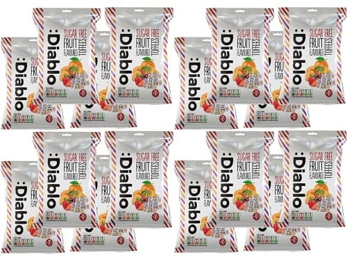 Diablo Sugar Free Fruit Flavoured Toffees | Low Calorie | Sweetened with Maltitol | Birthday, Mother's Day, Father's Day | 1 Pack 75g | Pack of 16