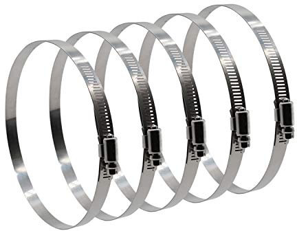 ROADFORMER 6 Worm Gear Hose Clamp - SAE 96 Size, Full Stainless Steel with 1/2 Band Width, Working Range 141mm - 165mm Hose Clamps, 5 Pack