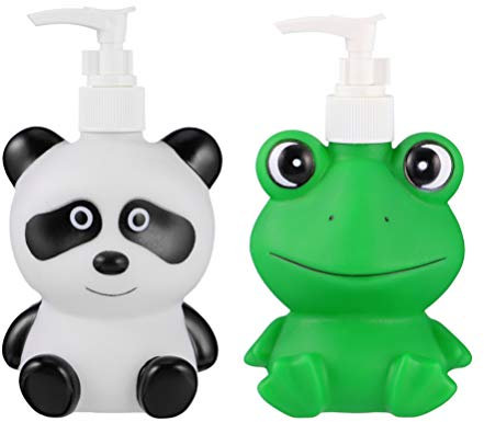 Cabilock 2 Stück Cartoon Seifenspender Tier Panda Frosch Pump Pump Spender Flaschen Nachfüllbare Leere Lotion Shampoo Pumpflaschen für Küche Bad