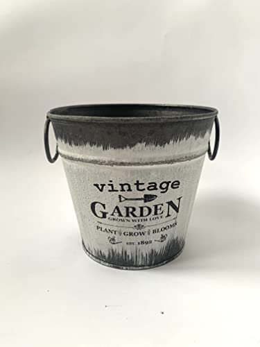 Acqua Tower Growing Systems Houseplant Planter - Tin 'Vintage Garden' Pot - 14cm - Premium Quality Planter