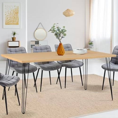 IDMarket - Table à Manger Vintage Rectangle Noemi 8 Personnes Bois Pied épingle 160 cm