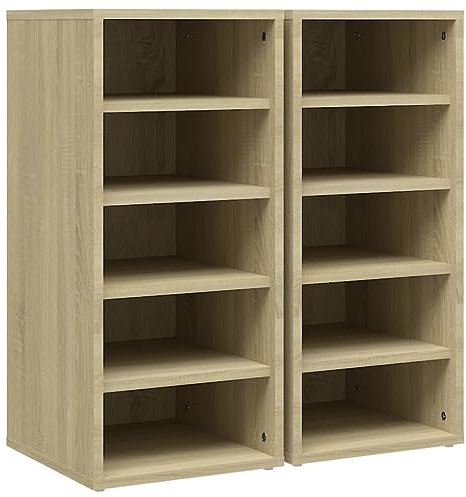 vidaXL 2X Schuhschrank mit 5 Fächern Schuhregal Schuhablage Schuhständer Wandregal Hängeschrank Schuhaufbewahrung Sonoma-Eiche 31,5x35x70cm Holzwerkstoff