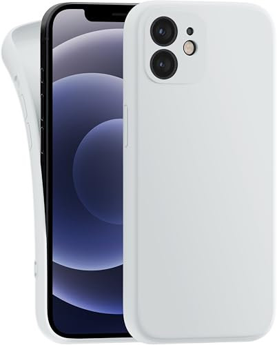 MyGadget Hülle Kompatibel mit iPhone 12 - robuste Silikon Schutzhülle TPU Case Slim Silikonhülle - Back Cover Kratzfest Handyhülle - Matt Weiß