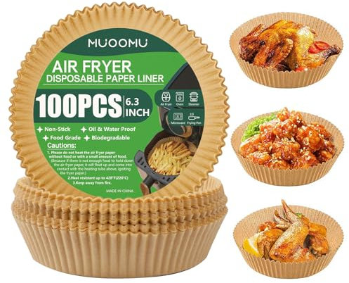 Air Fryer Disposable Paper Liner, Non-Stick Round Parchment, AirFryer Accessories, Oil Proof, Water Proof, Cooking Baking Roasting Filter for Microwave Oven Frying Pan(125PCS, 6.3inch)