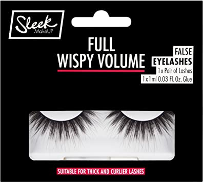 Sleek MakeUP Künstliche Wimpern, wiederverwendbar und einfach anzubringen, latexfreier Kleber im Lieferumfang enthalten, volles Wispy Volumen, 1 Paar