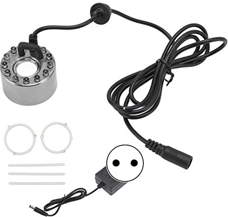 TOPINCN Nebelmaschine, Mini-Nebelmaschine, Edelstahl, Bunter Nebelmaschine mit 12 Lichtern, Indoor-Outdoor-Brunnenzubehör(EU-STECKER)