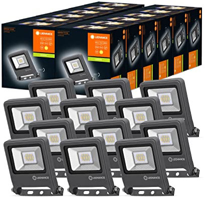 Ledvance LED Fluter, Leuchte für Außenanwendungen mit 10 Watt, Dunkelgraues Aluminium Gehäuse, Warmweiß, 125,0 mm x 101,0 mm x 29,0 mm, ENDURA FLOOD, 12er-Pack, Multipack