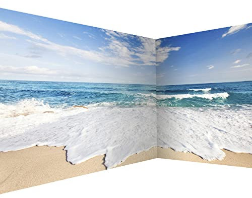decomonkey Fototapete Meer 550x250 cm Eckfototapete Design Tapete Fototapeten Tapeten Wandtapete moderne Wand Schlafzimmer Wohnzimmer Natur Stadt Landschaft Wasser Wellen Himmel Wolken Blau