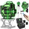 Mulcort Livella Laser Autolivellante 360, Laser Verde Potente con Asta Telescopica Professionale, 4D a 16 Linee per Livella Laser, Linee Orizzontali Verticali con Funzione di Autolivellamento