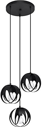 Sollux SL.1088 Pendelleuchte Tulos 3P Schwarz Stahl 60W L: 30cm B: 30cm H: 117cm Dimmable