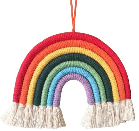 Dimoxii Regenbogen Wandbehang Kinderzimmer Handgewebte Makramee Regenbogen Wanddeko Boho Für Kinderschlafsaal Deko Bohomian babyzimmer