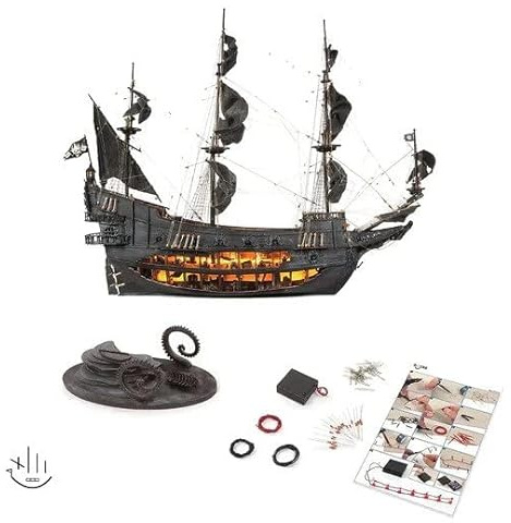 Occre Segelschiff Flying Dutchman komplett mit Leuchten und Ausstellungsbasis - Montage erforderlich