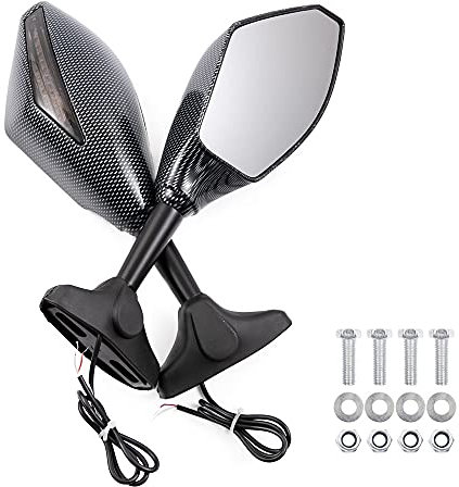 EMLEVO Für Kawasaki ZX7R ZX9R ZX10R ZX12R ZX14 ZX14R ZZR1400 Motorrad Rückspiegel Mit Blinker Rückspiegel Spiegel (Farbe : 2)