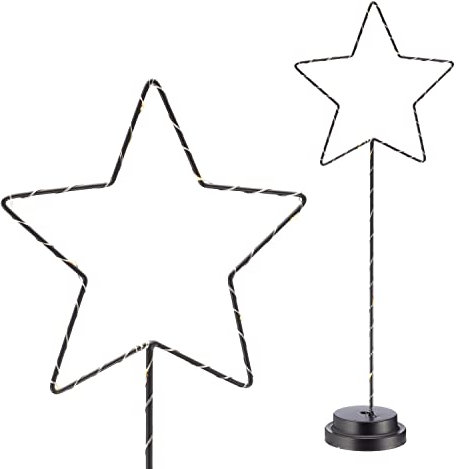 LED Stern Stern zum Austellen | Metallgestell 51cm warmweiß batteriebetrieben | Lichterdeko Weihnachtsstern (1 x LED Stern mit Fuß 12LEDs)