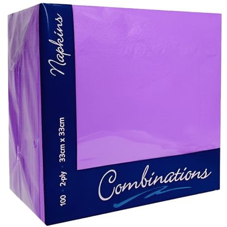 Tovaglioli di carta usa e getta a 2 veli (33 x 33 cm), per feste, matrimoni, ristoranti e cocktail, 100 pezzi, colore viola lavanda, carta velina elegante e assorbente isupli