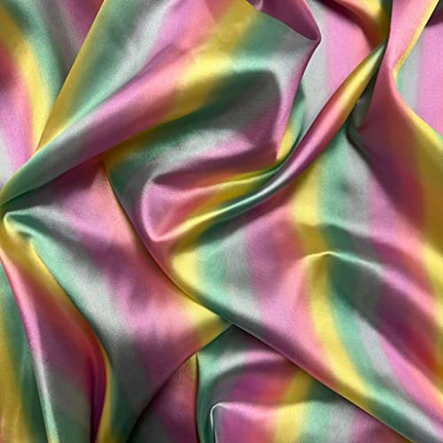 Seidiger Satin-Flüssigstoff, bedruckt, luxuriös, für Kleider, Bastelarbeiten, Dekoration, Drapierung, Tanzkleidung, Stoff, 150 cm breit (Meterware, Einhorn)