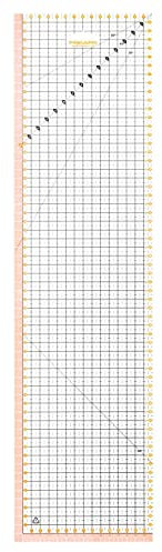 Fiskars Patchwork-Lineal, 15 x 60 cm, Hervorgehobene 1-cm-Nahtzugabe, Unterbrochene Halbzentimeter-Rasterlinien, Winkel-Linien, PET-Kunststoff, 1066360