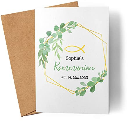 Kiddle-Design Karte Kommunion Junge Mädchen Personalisiert Kommunionskarte Geldgeschenk Sprüche Gratulation zur Erstkommunion Glückwunschkarte