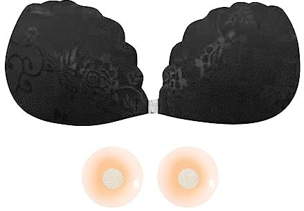 BKEPDY Copricapezzoli Adesivi Reggiseno Invisibile Coppe Adesive Seno Push up Forma a Fiore Riutilizzabile Traspirante Schiena Nuda Trasparente Boob Tape Alza Seno Adesivo