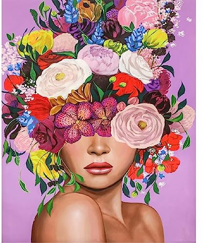 UNIQUORS Diamond Painting Set Erwachsene Bunt Blumen, 5D Diamant Painting, DIY Diamant Malerei Kinder, Kristall Stickerei Bilder Frau für Home Wanddekoration 30x40cm