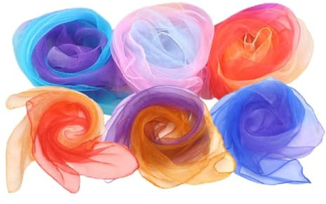 ibasenice 6st Tanzende Schals Hanky-requisiten Jonglierschal Performance-schals Regenbogenschal Aus Seide Schals Für Frauen Bandana-schal Magische Schals Tanzschals Zweifarbig Damen Geschenk