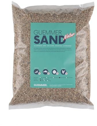 Guemmer Sand - 2,5kg - Aquarienkies, Aquariensand - Verschiedene Körnungen und Farben - Made in Germany - (1-2 mm, Natur)