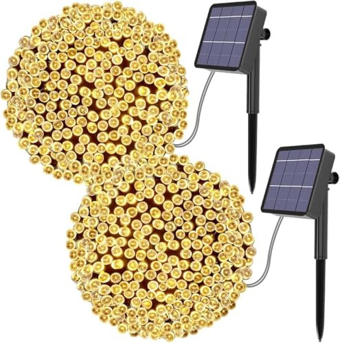 Kolpop Solar Fairy Lights Outdoor, 24M/79ft 240 LED Solar Powered Garden Lights Outside 8 Modes Waterproof Solar String Lights for Trees Patio Fence Wedding Party Christmas Decor, 2 Pack