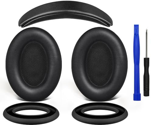 SOULWIT Ear Pads Cushions + Headband + Silicone Earpads Cover Protector, Replacement Kit for Bose QuietComfort 15(QC15)/QuietComfort 2(QC 2) Over-Ear Headphones - Black