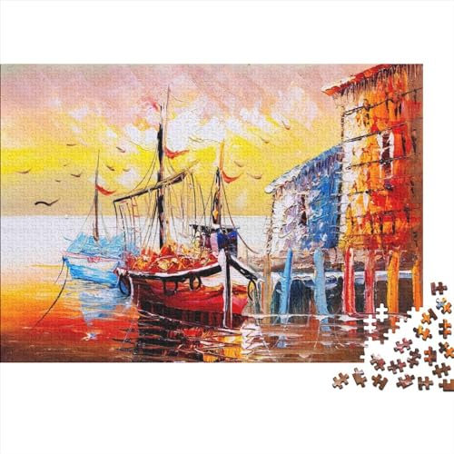 Puzzle für Erwachsene 500 Teile Ölgemälde-Boot-Puzzle Holzbrett-Puzzles für Erwachsene Denksportaufgaben für Erwachsene und Jugendliche 500 Teile (52 x 38 cm)