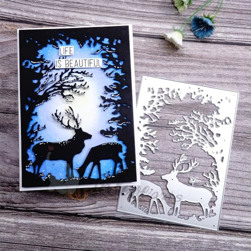 Kokorosa Metall-Stanzformen für Sammelalben, Motiv: Midnight Deer, für Scrapbooking, Tier-Serie von Scrapbook-Dekoration, geeignet für Halloween, Weihnachten, Erntedankfest usw.