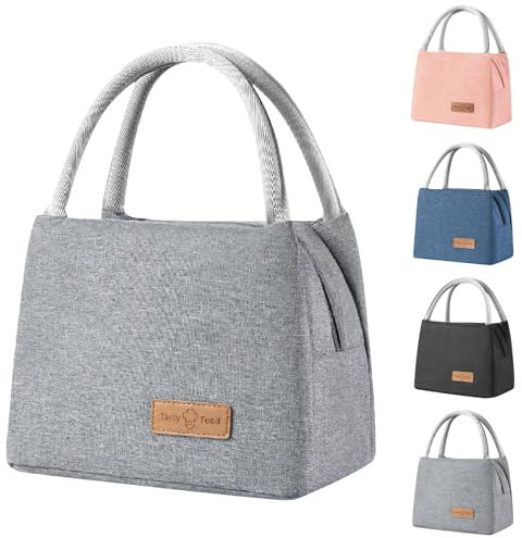 Ruucy Bolsa Termica Porta Alimentos 8L, Bolsa Nevera Portatil, Impermeable Bolsa Comida Trabajo, Pequeña Bolsa Almuerzo Termica para Escuela Oficina Viaje Picnic Camping (Gris)