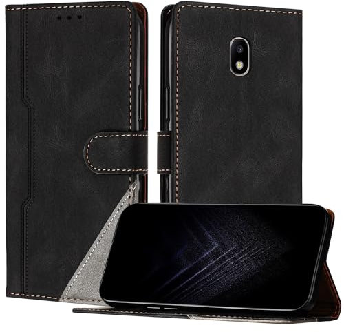 Netany Schutzhülle für Samsung Galaxy J730/J7 2017, PU Leder Flip Wallet Handyhülle mit magnetisch Kartenfächer Standfunktion Hülle für Galaxy J730 - Schwarz